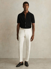 Reiss | Textured Knit Button-Through Shirt in Black