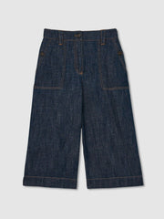 Reiss | 13-14 yrs Cotton-Linen Wide Leg Trousers in Indigo