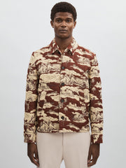 Reiss | Les Deux Woven Ruins Overshirt in Red/Cream