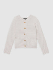 Reiss | Paige Textured-Knit Cardigan in Ivory