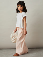 Reiss | Cotton-Linen Drawstring Trousers in Pink