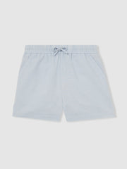 Reiss | 13-14 yrs Cotton-Linen Drawstring Shorts in Soft Blue