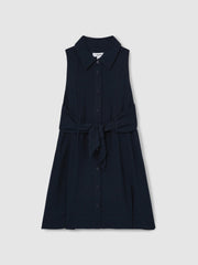 Reiss | 13-14 yrs Tie-Waist Collared Dress in Blue