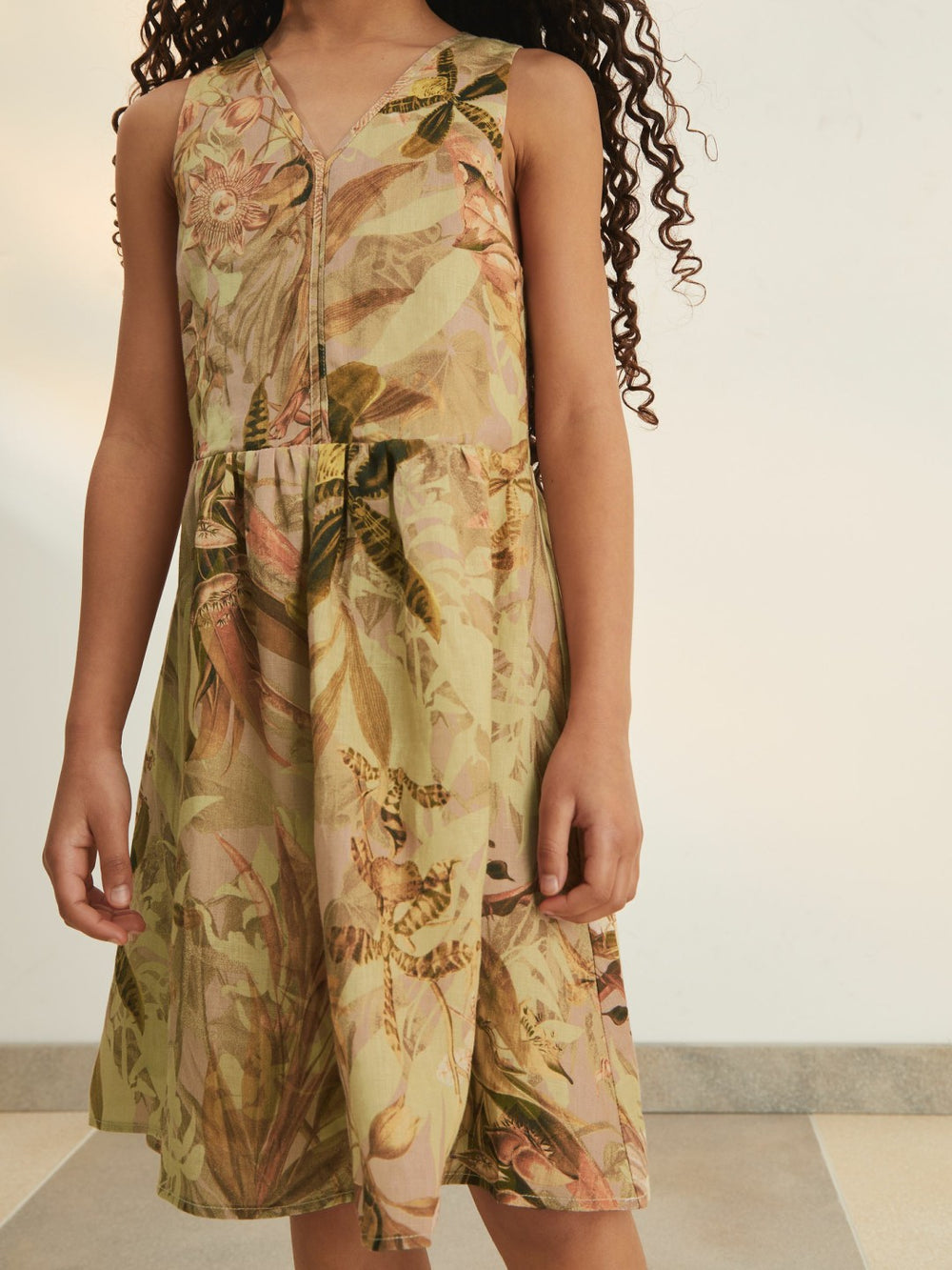 Reiss | 9-13 yrs | NYBG Floral-Print Midi Dress in Khaki
