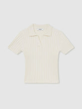Reiss | 13-14 yrs Rib-Knit Polo Top in Ivory