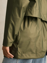 Reiss | Rains Long Hooded Jacket in Revel Brass Green