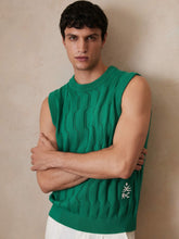 Reiss | Ché Pointelle Crew-Neck Vest in Bright Green