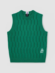 Reiss | Ché Pointelle Crew-Neck Vest in Bright Green