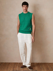 Reiss | Ché Pointelle Crew-Neck Vest in Bright Green