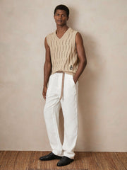 Reiss | | Ché Pointelle V-Neck Vest in Stone