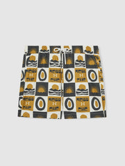 Reiss | | Ché Sunset-Print Swim Shorts in Olive Green