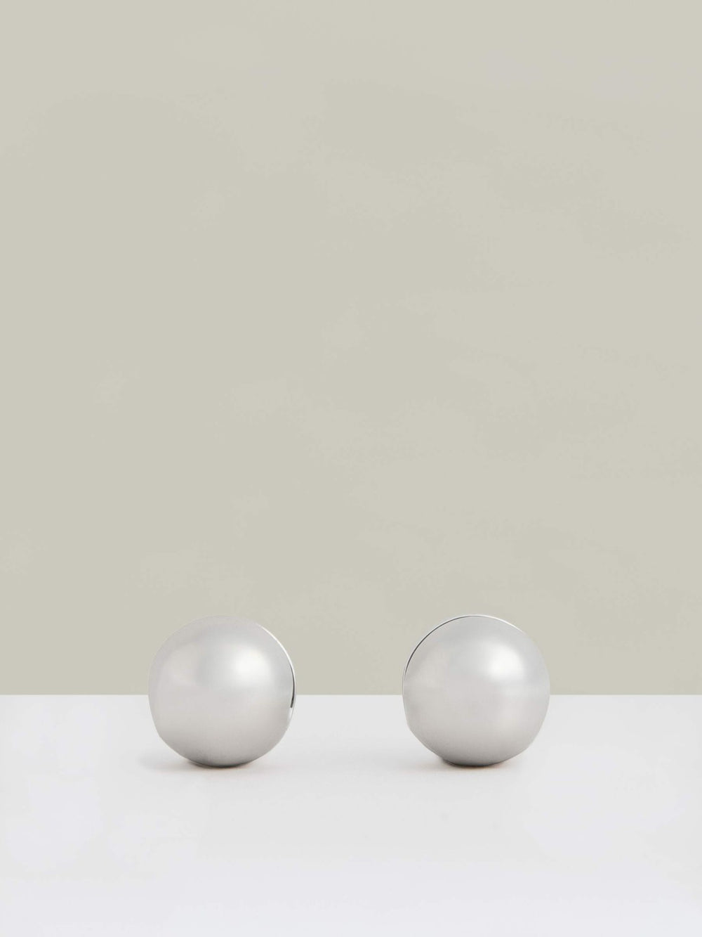 Reiss | Polished Ball Huggie Earrings in Silver Tone