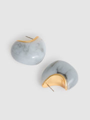 Reiss | Curve Marble Scoop Earrings in Gold Tone