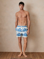 Reiss | | Ché Sunset-Print Swim Shorts in Blue Multi