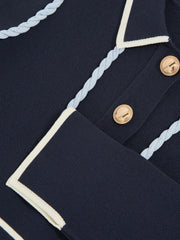 Reiss | 13-14 yrs Piped Knitted Skater Dress in Navy