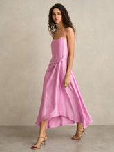 Reiss | Satin Drape-Detail Slip Dress in Pink