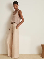 Reiss | Atelier Laser-Cut Vest Top in Taupe