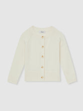 Reiss | 13-14 yrs Cotton Crew-Neck Cardigan in Ivory