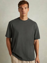 Reiss | Cotton Garment-Dyed Oversized T-Shirt in Washed Black