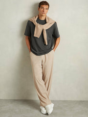 Reiss | Cotton Garment-Dyed Oversized T-Shirt in Washed Black