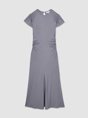 Reiss | Modal Blend Ruched Jersey Dress in Grey