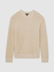 Reiss | Paige Cotton Waffle-Knit Sweater in Natural