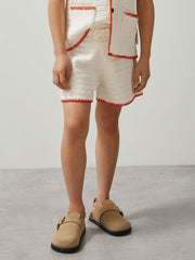 Reiss | 3-9 yrs McLaren F1 Team Crochet Shorts in Off White/Orange