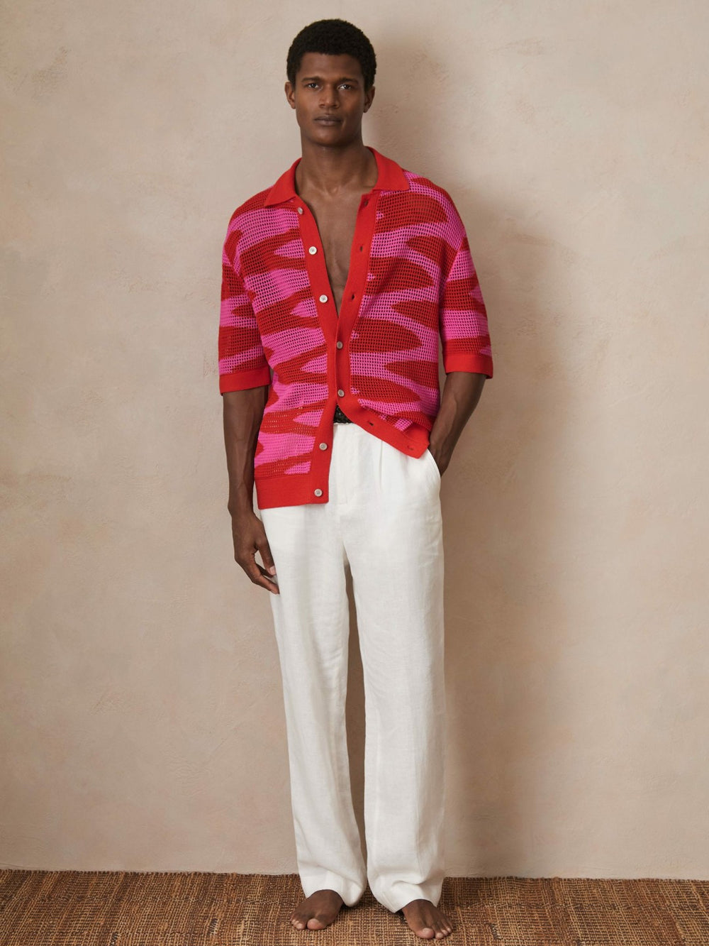 Reiss | | Ché Wave Crochet Shirt in Pink