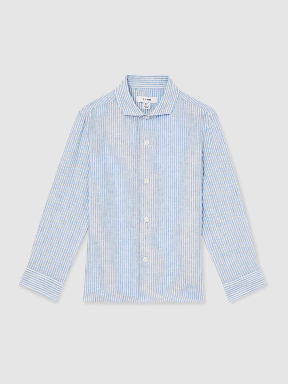 Reiss | 13-14 yrs Linen Cutaway Collar Shirt in Blue/White Stripe