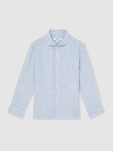 Reiss | 13-14 yrs Linen Cutaway Collar Shirt in Blue/White Stripe