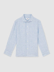 Reiss | 13-14 yrs Linen Cutaway Collar Shirt in Blue/White Stripe