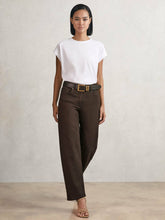 Reiss | Petite Mid-Rise Straight-Leg Jeans in Chocolate
