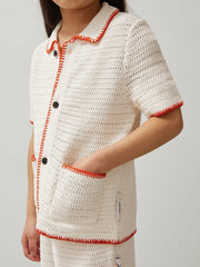 Reiss | 9-13 yrs McLaren F1 Team Crochet Shirt in Off White/Orange