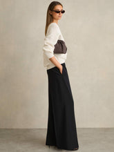 Reiss | Petite Wide-Leg Elasticated-Waist Trousers in Navy