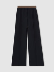 Reiss | Petite Wide-Leg Elasticated-Waist Trousers in Navy