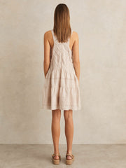 Reiss | Shirred Ruffle Hem Mini Dress in Neutral