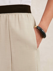 Reiss | Petite Wide-Leg Elasticated-Waist Trousers in Neutral