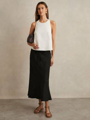 Reiss | Slip Midi Skirt in Black