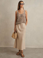 Reiss | Slip Midi Skirt in Neutral
