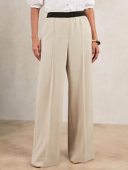 Reiss | Wide-Leg Elasticated-Waist Trousers in Neutral