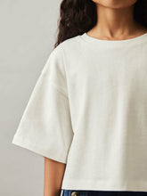 Reiss | 9-13 yrs Oversize Cotton Cropped T-Shirt in Ivory