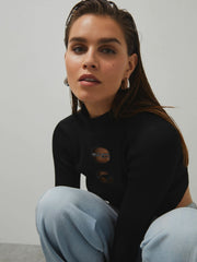 Reiss | McLaren F1 Team Cut-Out Knit Crop Top in Black