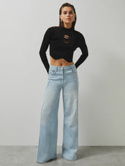 Reiss | McLaren F1 Team Cut-Out Knit Crop Top in Black