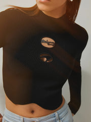 Reiss | McLaren F1 Team Cut-Out Knit Crop Top in Black