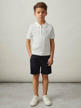 Reiss | 3-9 yrs Half-Zip Pointelle Polo Shirt in Off White