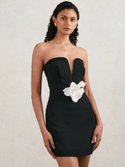 Reiss | Halston Strapless Fitted Mini Dress in Black