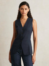 Reiss | Paige Button-Through Vest in Dark Ink Blue