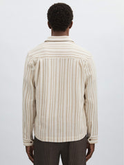 Reiss | Les Deux Cotton-Blend Stripe Overshirt in Ivory
