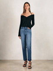 Reiss | Straight Compression Jeans in Indigo Blue