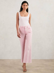 Reiss | Cropped Palazzo Jeans in Rose Pink